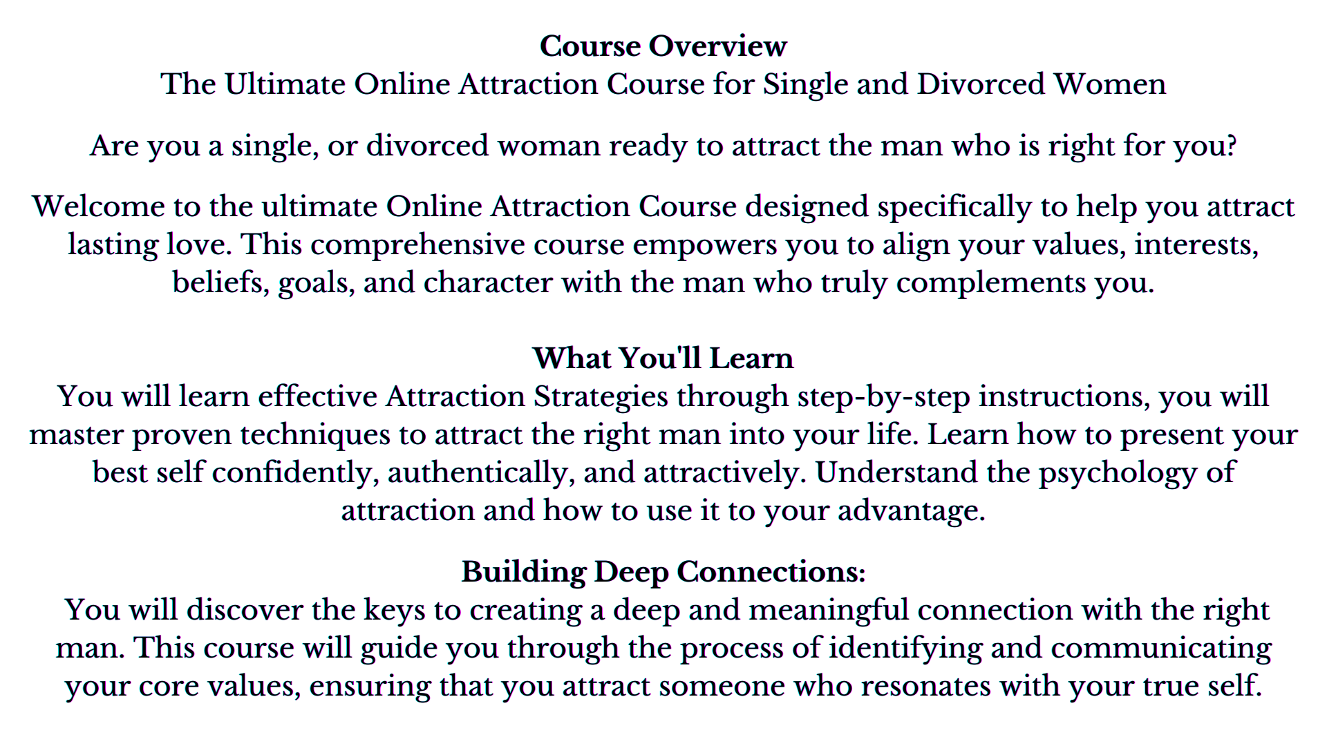 attract the man that is right for you course overview